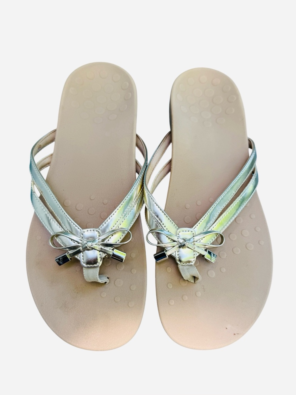 Vionic Bella X Gold Bow Two Strap Thong Sandal Size 9.5